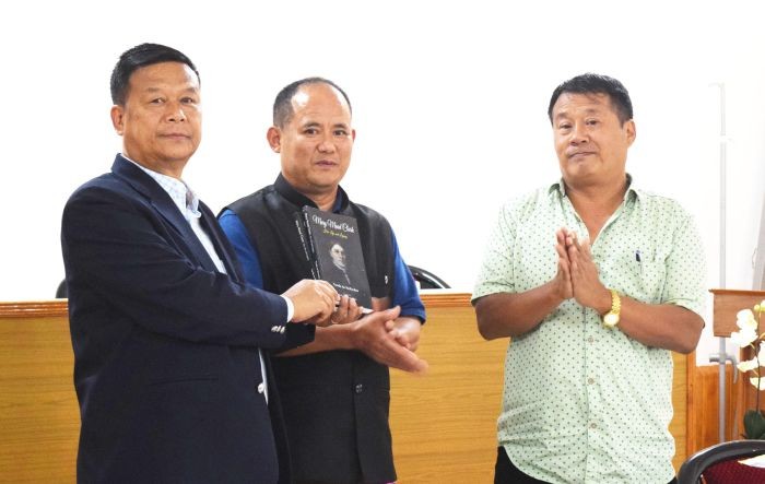 Chairman, Board of Governors, CTC I Meyionen Jamir, Prof Rev Dr Mar Pongener and Rev Jongpong during the book release.
